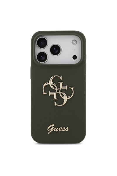 Guess Case for iPhone 17 Pro Max, Silicone Big 4G Script, Slim Protection, Khaki