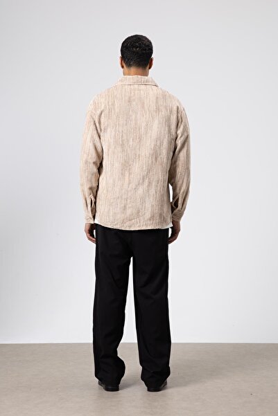 VAMOSCLO oversized Πουκάμισο με υφή μπεζ