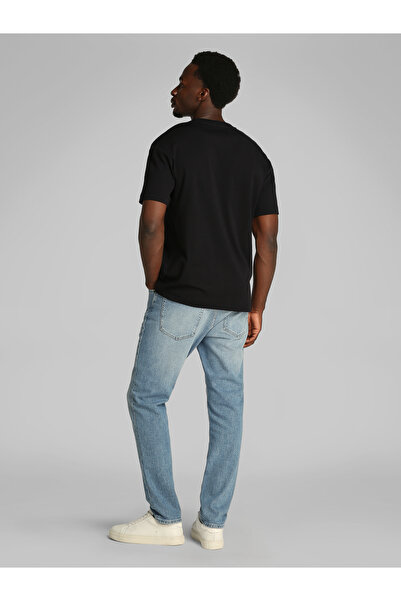 Calvin Klein Men Black Relaxed Cotton Interlock Crew Neck T-shirt