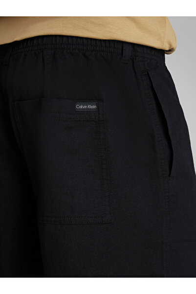 Calvin Klein Men Black Cotton Linen Twill Shorts