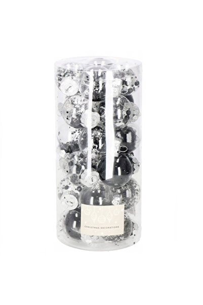 Optim Solution Set globuri de Craciun Inedit, 24 bucati, 5cm, transparente cu interior negru