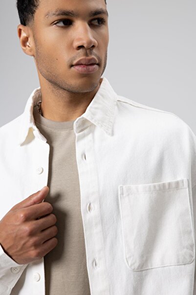 VAMOSCLO oversized Πουκάμισο Gabardine Μπουφάν Λευκό