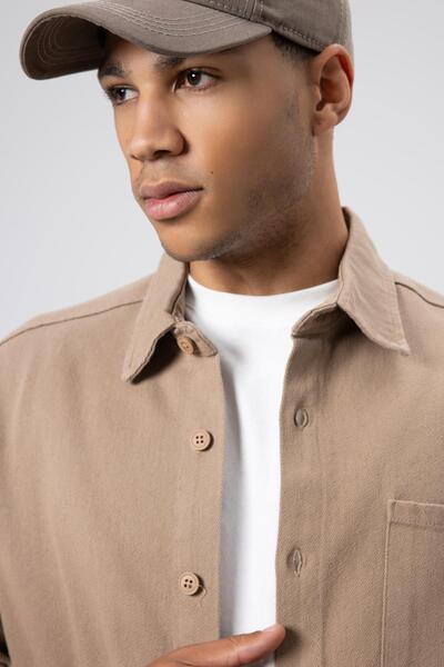 VAMOSCLO oversized Πουκάμισο Gabardine Μπουφάν Βιζόν