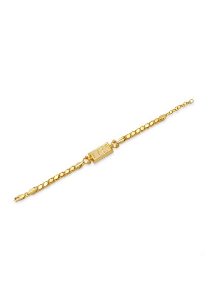 FerizZ İmitasyon Altın Kaplama Arpa Zincir Desenli Külçe Bileklik BLK-1153