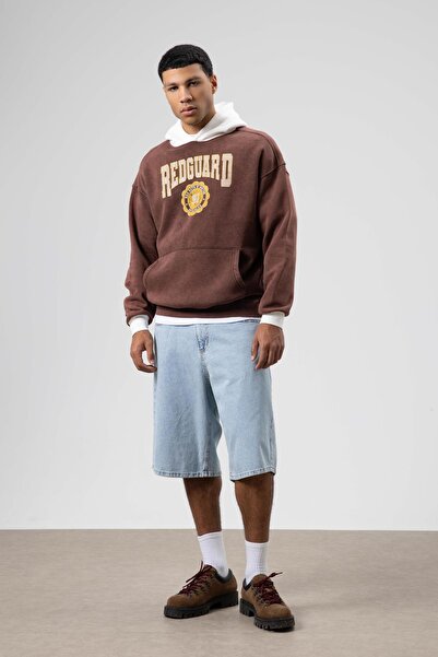 VAMOSCLO oversized με τύπωμα με κουκούλα Φούτερ Καφέ