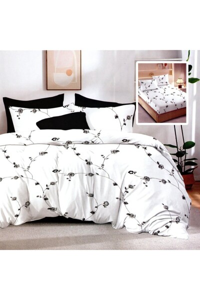 Pucioasa Σετ 6 τεμαχίων από λεπτό ύφασμα, ασπρόμαυρα λουλούδια