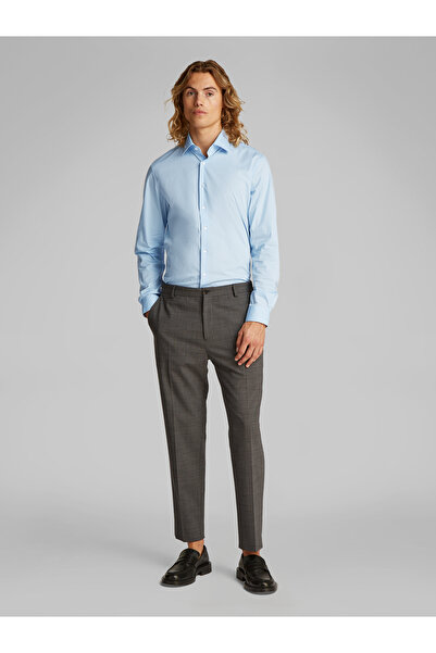 Calvin Klein Men Calm Blue Long Sleeve Poplin Stretch Regular Fit Shirt