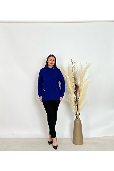 DE WHITES Bluză din șifon asimetrică, imprimată, cu broșă în guler, mărime mare