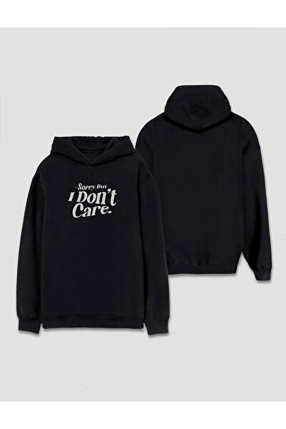 Darkia I Don'T Care Written Y2K Printed Hooded Sweat Hoodie