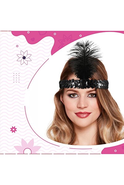 Mustran Culoarea neagră Charleston Headband Anii 90 Anii 80 Bandă de păr păroasă