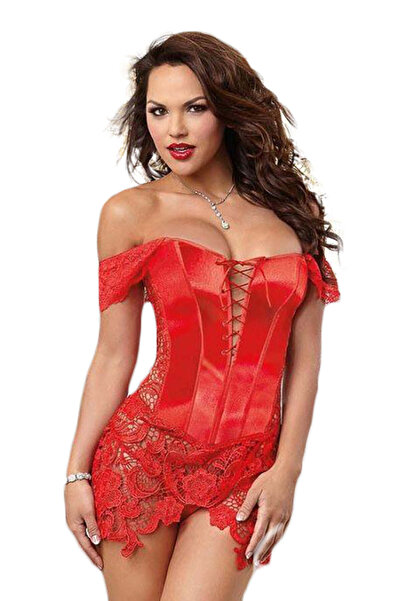 WildFashion Sexy imitation leather corset with embroidered inserts and adjustable cord Z374-3