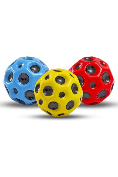 KIDS TOYLAND عبوة من 3 كرات فضاء قمرية، كرة ارتداد عالية جدًا، كرة فضاء نيزكية تصدر أصوات فرقعة، كرة ارتداد فرقعة R