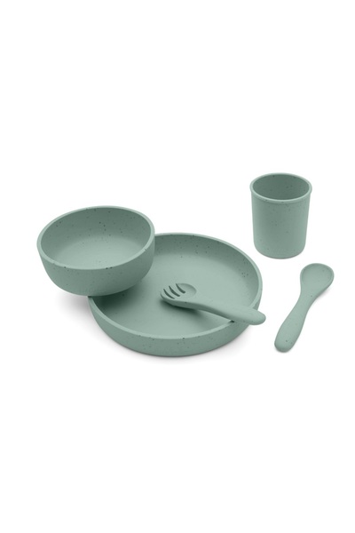 Kikka Boo 5-piece baby feeding set made of food-grade silicone, Platinum Sage