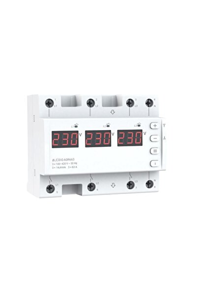 ALEDIO Releu de monitorizare tensiune, trifazat, 63A, 6 module, A0R663