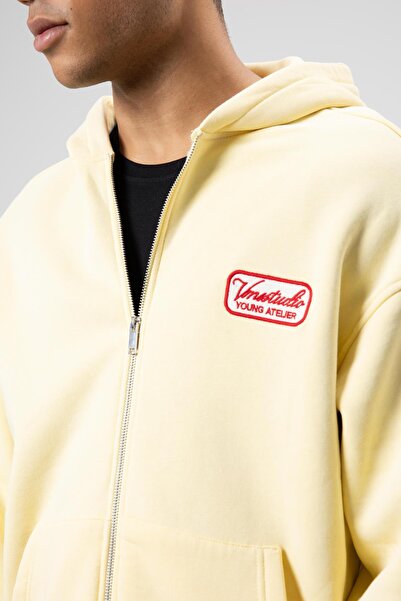 VAMOSCLO oversized Φούτερ με φερμουάρ με κουκούλα Κίτρινο