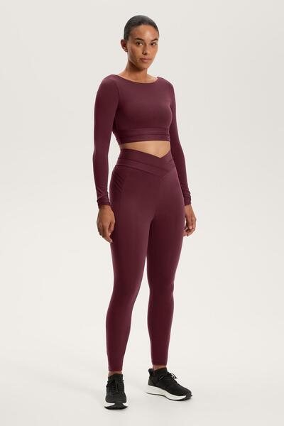 Oysho V bel Comfortlux nervürlü bilek hizasında tayt