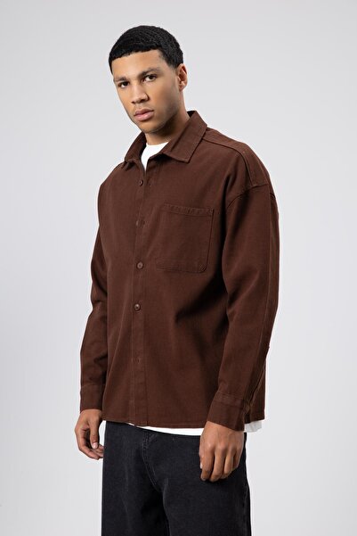 VAMOSCLO Огромна габардинена риза-яке Кафе