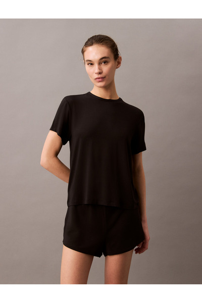 Calvin Klein Women Black Short Sleeve Ultra Soft Modal Relaxed Fit T-Shirt