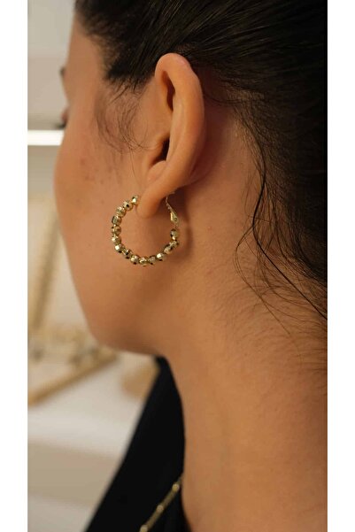 Jerie Topçuk Detaylı Halka Küpe