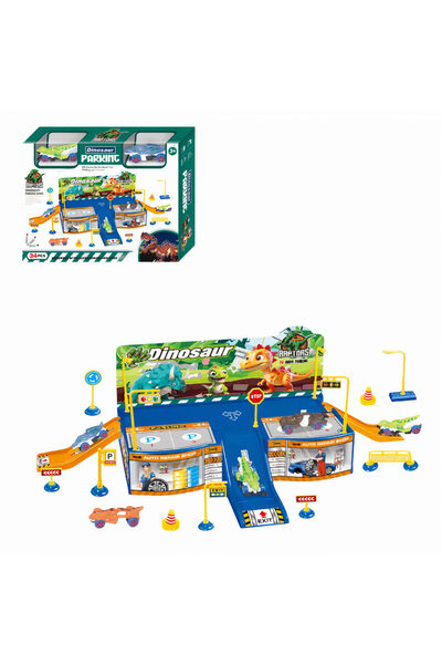 JML Jucarie Pista pentru Masini, Model Dinozaur cu Accesorii Rutiere