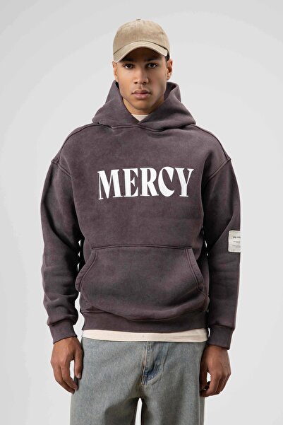 VAMOSCLO Καφέ φούτερ oversized με λεπτομέρεια καρτούν, που πλένεται