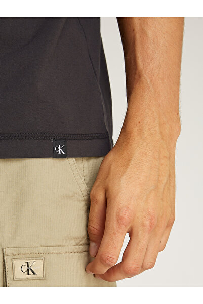 Calvin Klein Men Black Garment Dye Crew Neck T-Shirt