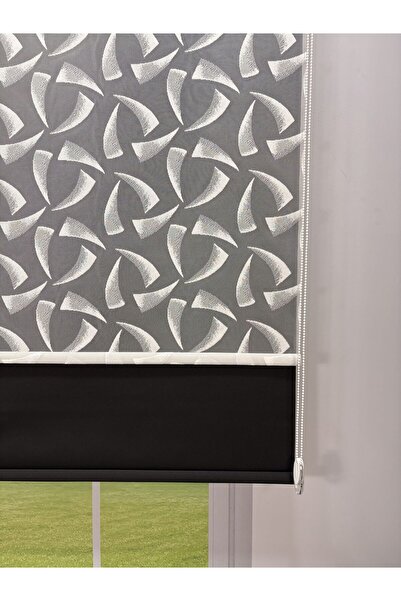 donatti perde NOVA Serisi – Üç Yaprak Desenli Çift Mekanizmalı Beyaz Tül Siya...