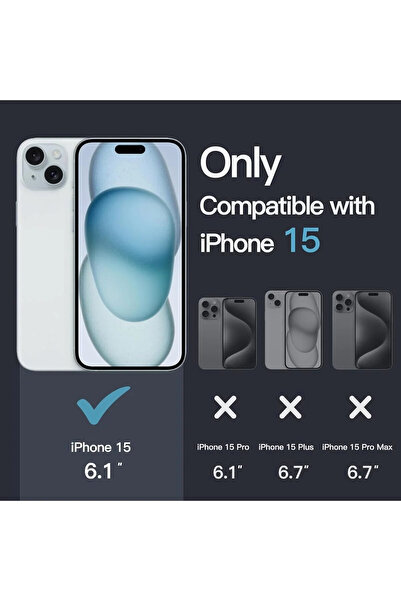 UCHOICE Apple iPhone 15 Kılıf Magsafe Şeffaf Kılıf Kablosuz Şarj Özellikli Darbeye Dayanıklı Kapak