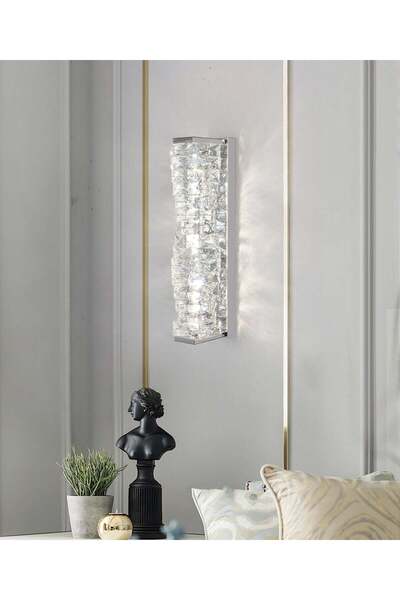 RFAN Lampă de perete LED, model B6620, textură cristalină, 3 tipuri de lumină, 20W, argintiu