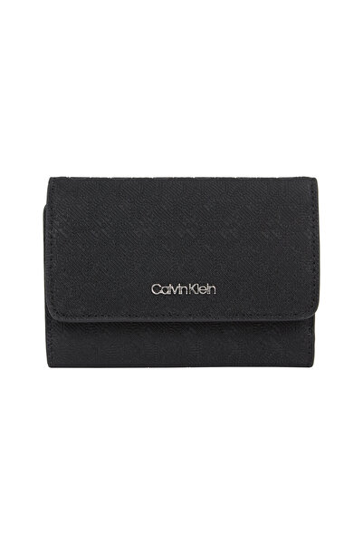 Calvin Klein Women Black Mono Small Trifold Wallet