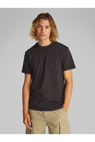 Calvin Klein Men Black Garment Dye Crew Neck T-Shirt
