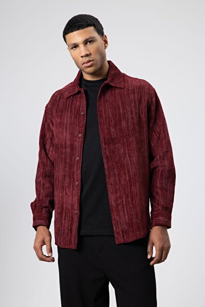 VAMOSCLO Oversize textured shirt burgundy
