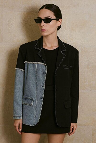 YVONNE Denim Gabardin Garnili Blazer Ceket