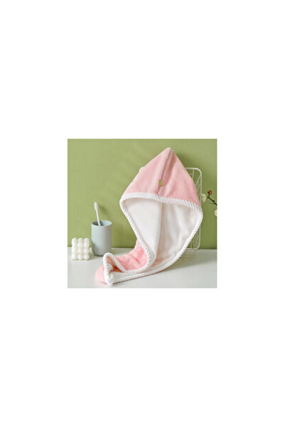 Rovitech Turban Towel with Button for Rapid Hair Drying, Microfiber, 60 x 24 cm, Pink
