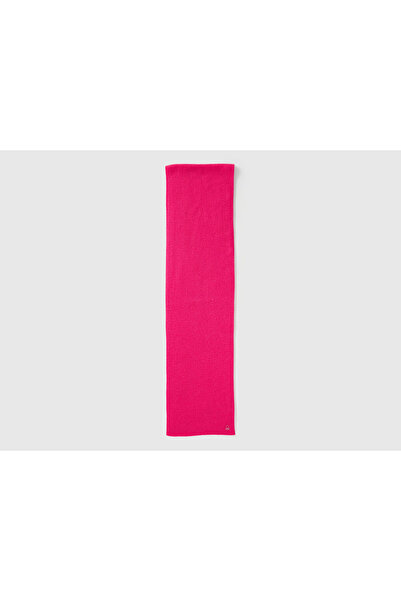 Benetton Children's Pink Wool and Viscose Blend Scarf with Logo Embroidery