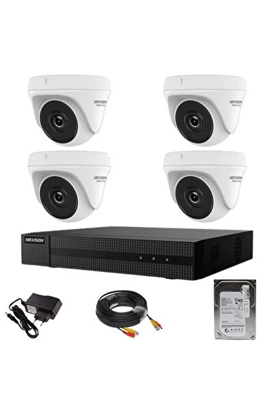Hikvision Sistem supraveghere seria HiWatch 4 camere 2MP IR 20M DVR 4 canale cu accesorii HDD 500GB