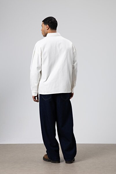 VAMOSCLO oversized Πουκάμισο Gabardine Μπουφάν Λευκό