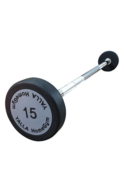 YALLA HomeGym 15KG Fixed Weighted Commercial Gym Olympic Barbell, Straight Steel Bar