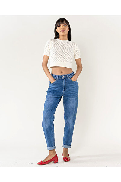 Nina Carter Mom Fit women's jeans dark blue B-P502-5