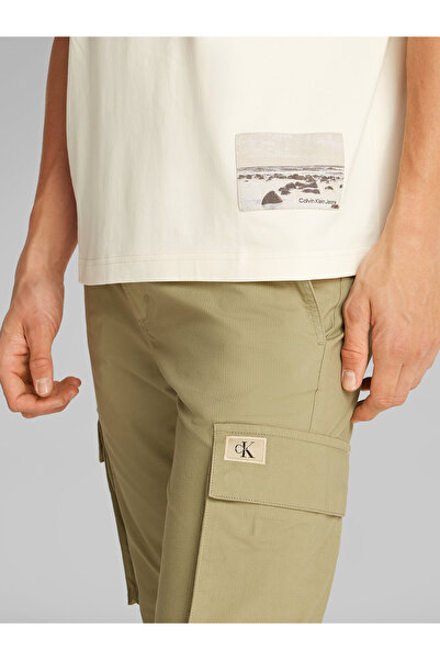 Calvin Klein Men Antique White Printed Back Crew Neck T-Shirt