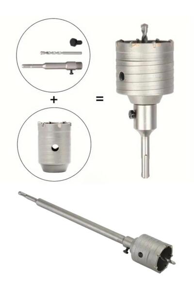 DepoMega 65 mm Beton Duvar Delme Panç Uzatma Adaptörlü 25 cm