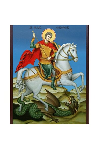 OEM Icoana pictata pe sticla in rama : Sf Mare Mucenic Gheorghe