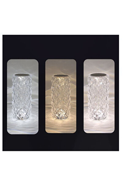 Lumi LUXURY Smart table lamp made of transparent embossed plastic with USB function and touch 9x21.5 cm