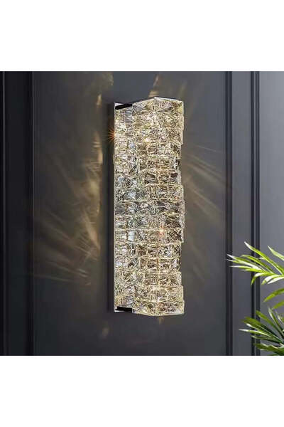 RFAN Lampă de perete LED, model B6620, textură cristalină, 3 tipuri de lumină, 20W, argintiu