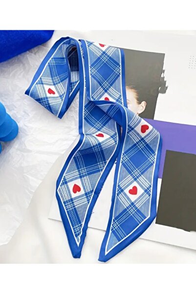 chibi Vintage Blue & White Heart Tie Model Scarf - New Season Accessory