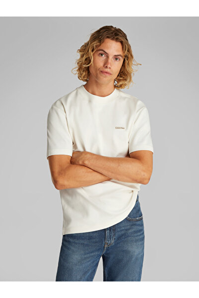 Calvin Klein Men Tofu Cotton Stretch Badge Crew Neck T-shirt