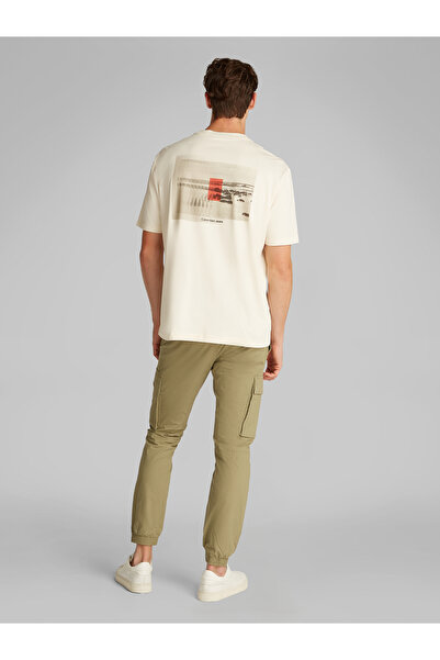 Calvin Klein Men Antique White Printed Back Crew Neck T-Shirt