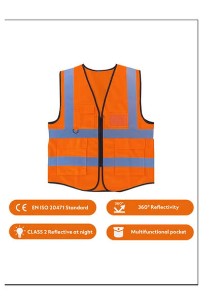 Generic High Visibility Multi Use Vest Safety and Utility in Bright Orange