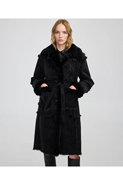 İpekyol Faux Fur Mix Belted Coat