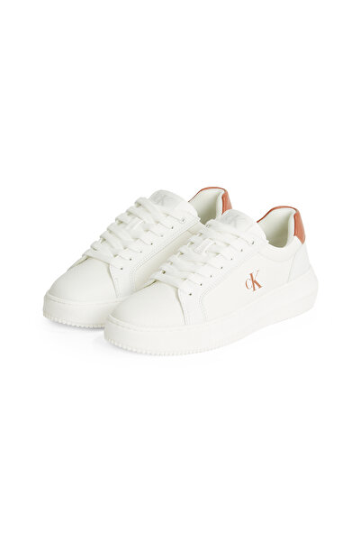 Calvin Klein Women Bright White/Aragon Chunky Cupsole Low Top Leather Sneakers